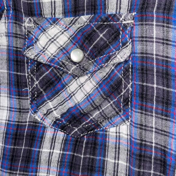 Vanilla Star Retro 90s Y2K Grunge Rocker Plaid Shirt Small Casual Pearl Buttons - Picture 3 of 7